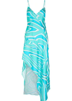 Abito printed silk-twill midi dress