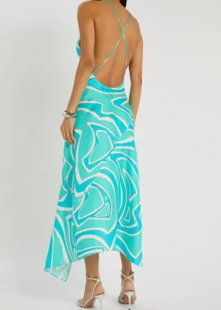 Abito printed silk-twill midi dress