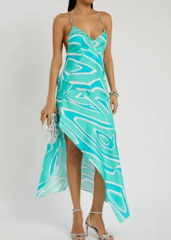 Abito printed silk-twill midi dress