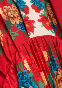 Accordion floral-print crepe maxi dress