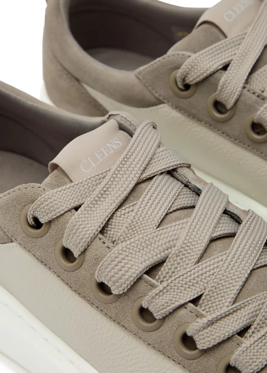 Ace panelled leather and suede sneakers