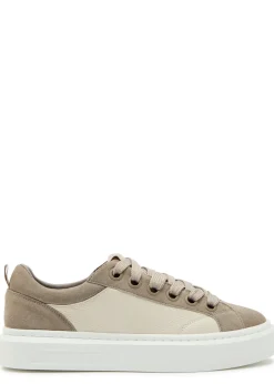 Ace panelled leather and suede sneakers