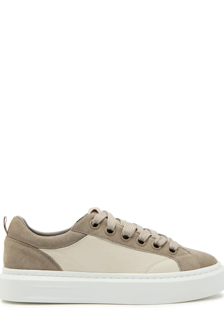 Ace panelled leather and suede sneakers