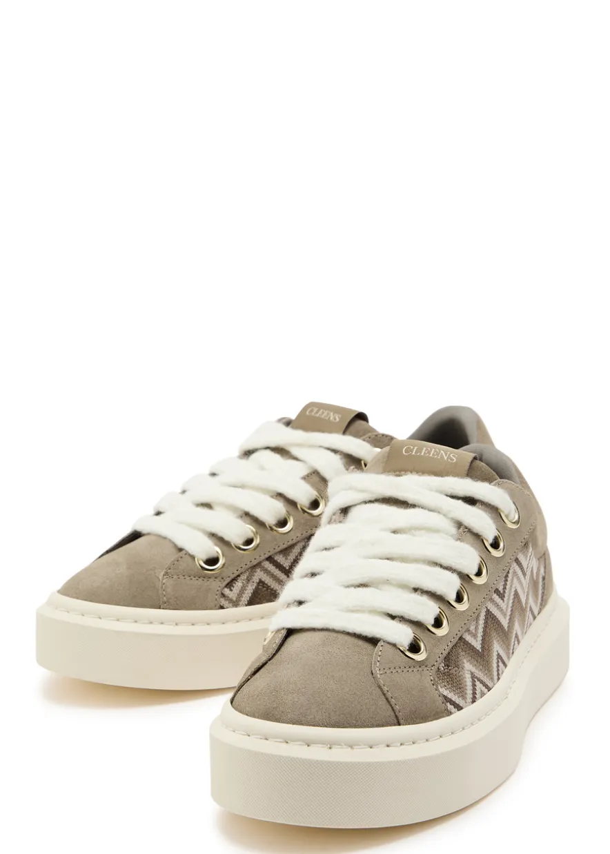 Ace panelled leather and suede sneakers