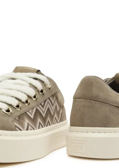 Ace panelled leather and suede sneakers