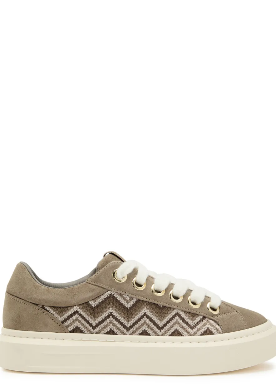 Ace panelled leather and suede sneakers