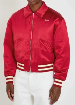 Aces embroidered satin bomber jacket