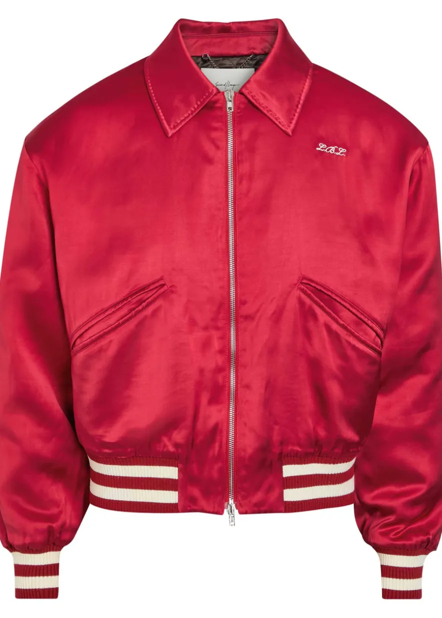 Aces embroidered satin bomber jacket