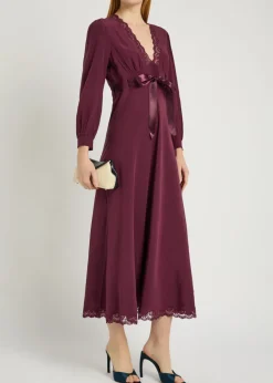 Adaline lace-trim silk-chiffon midi dress