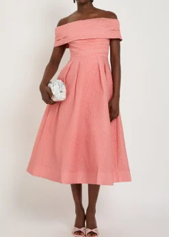 Adalyn off-the-shoulder cloqué midi dress