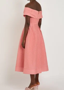Adalyn off-the-shoulder cloqué midi dress