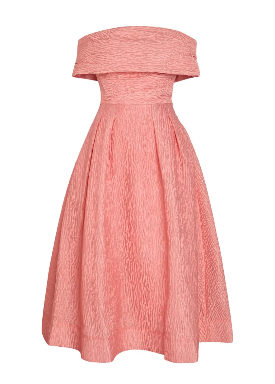 Adalyn off-the-shoulder cloqué midi dress