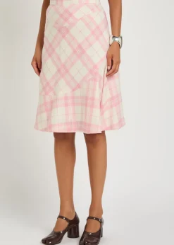 Adder plaid wool-blend crepe midi skirt