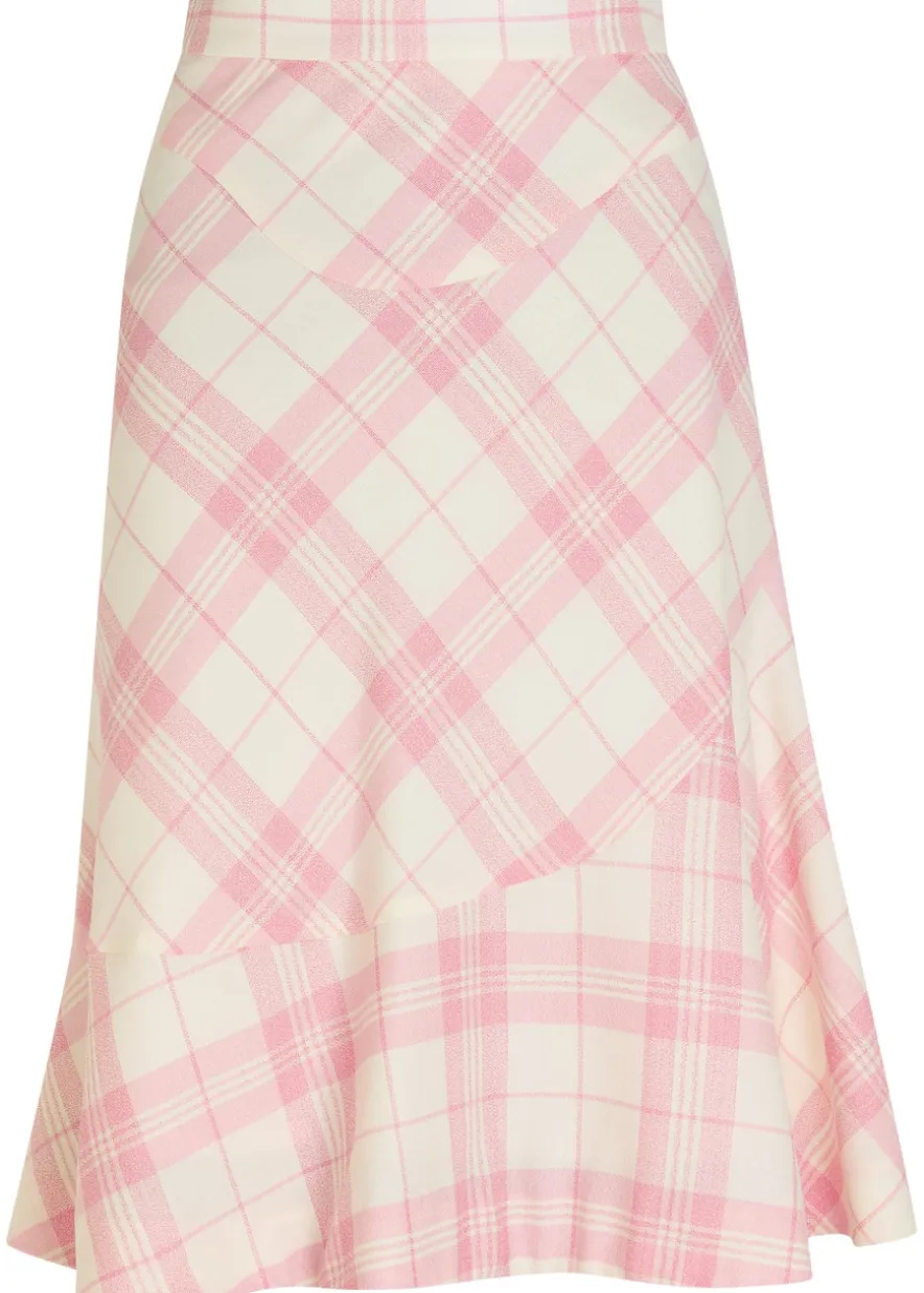 Adder plaid wool-blend crepe midi skirt