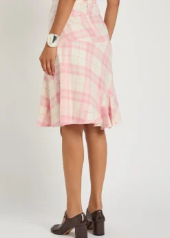 Adder plaid wool-blend crepe midi skirt