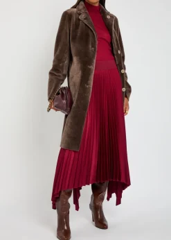 Ade plissé satin midi skirt
