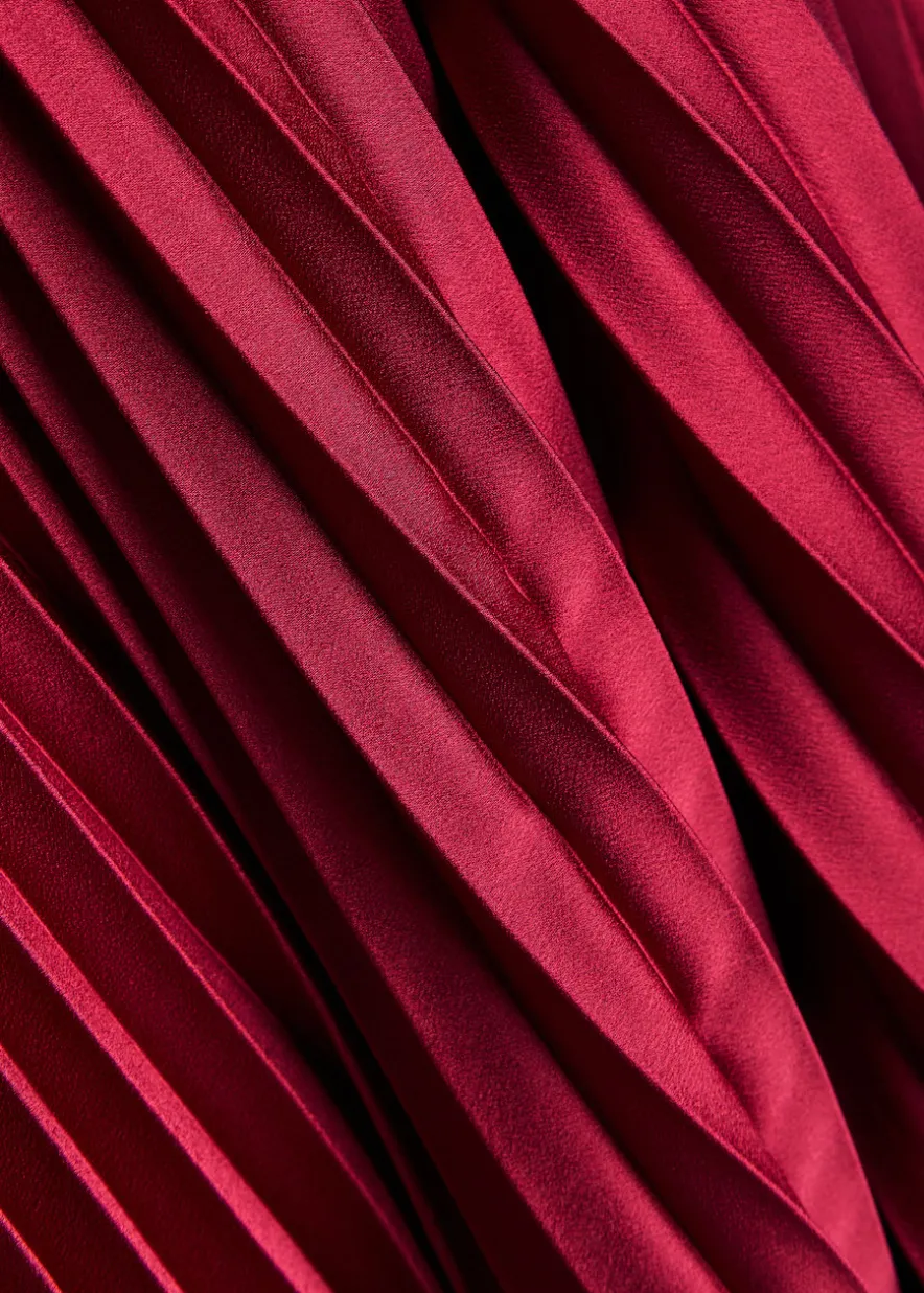 Ade plissé satin midi skirt