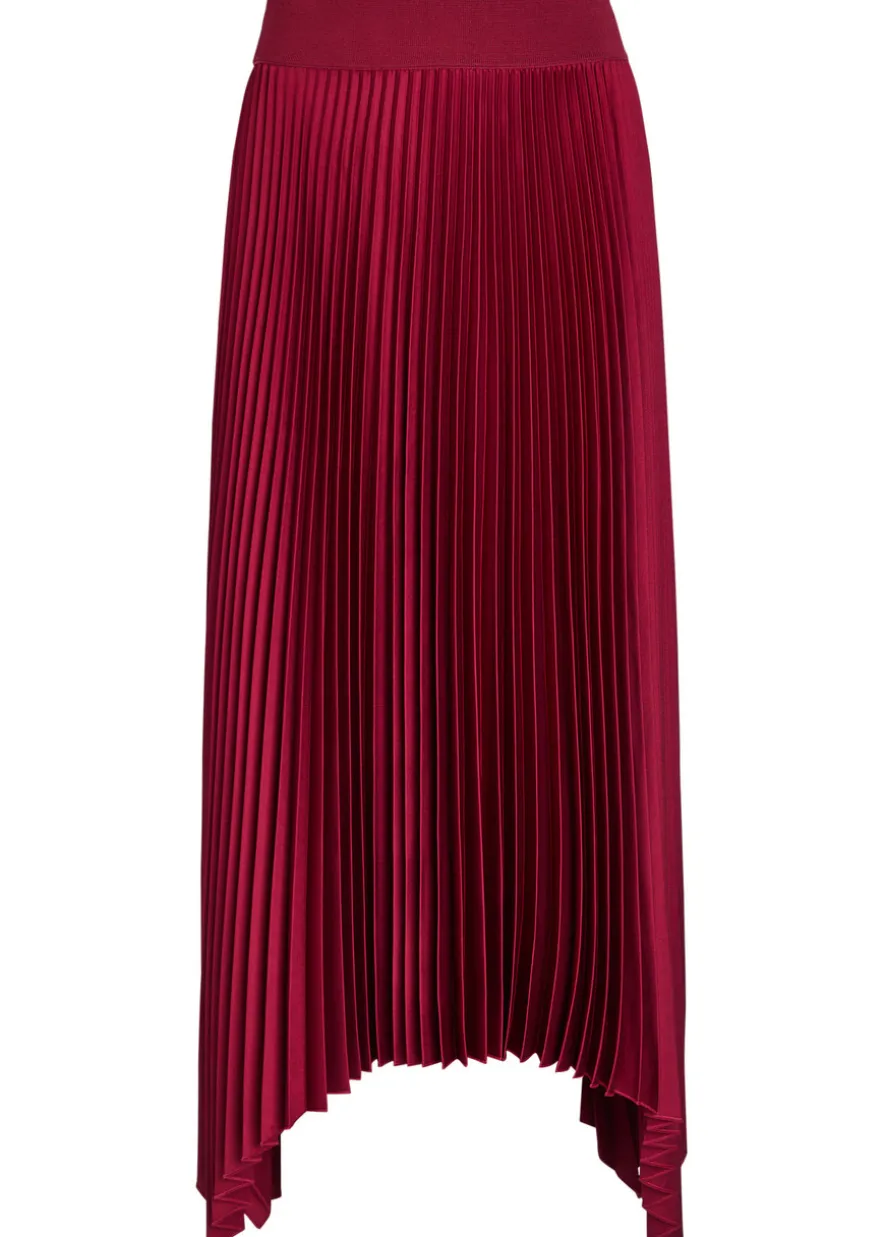 Ade plissé satin midi skirt