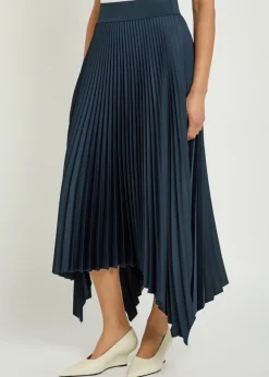 Ade plissé satin midi skirt