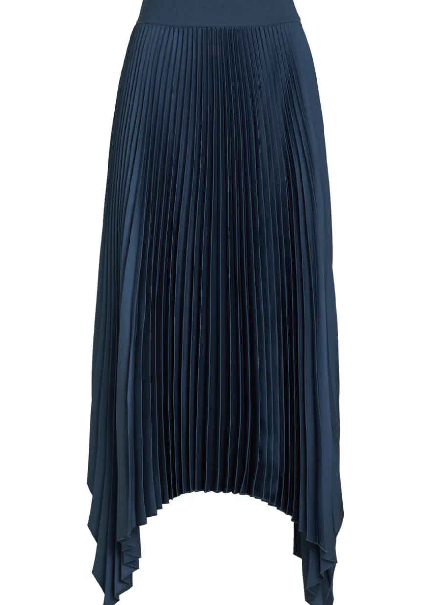 Ade plissé satin midi skirt