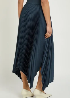 Ade plissé satin midi skirt