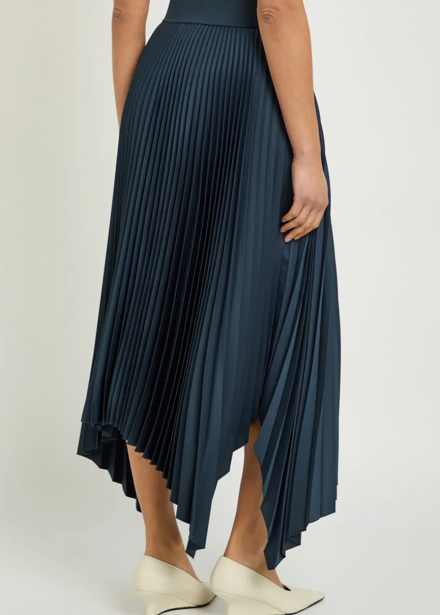 Ade plissé satin midi skirt