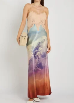 Adolphine printed lace and silk maxi dress