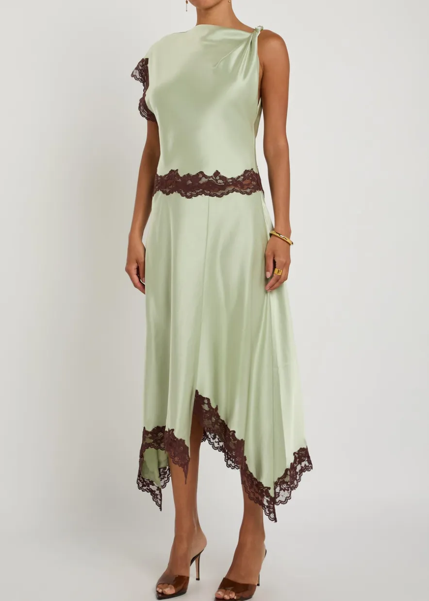 Adriana asymmetric satin midi dress