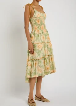 Adriel floral-print cotton midi dress