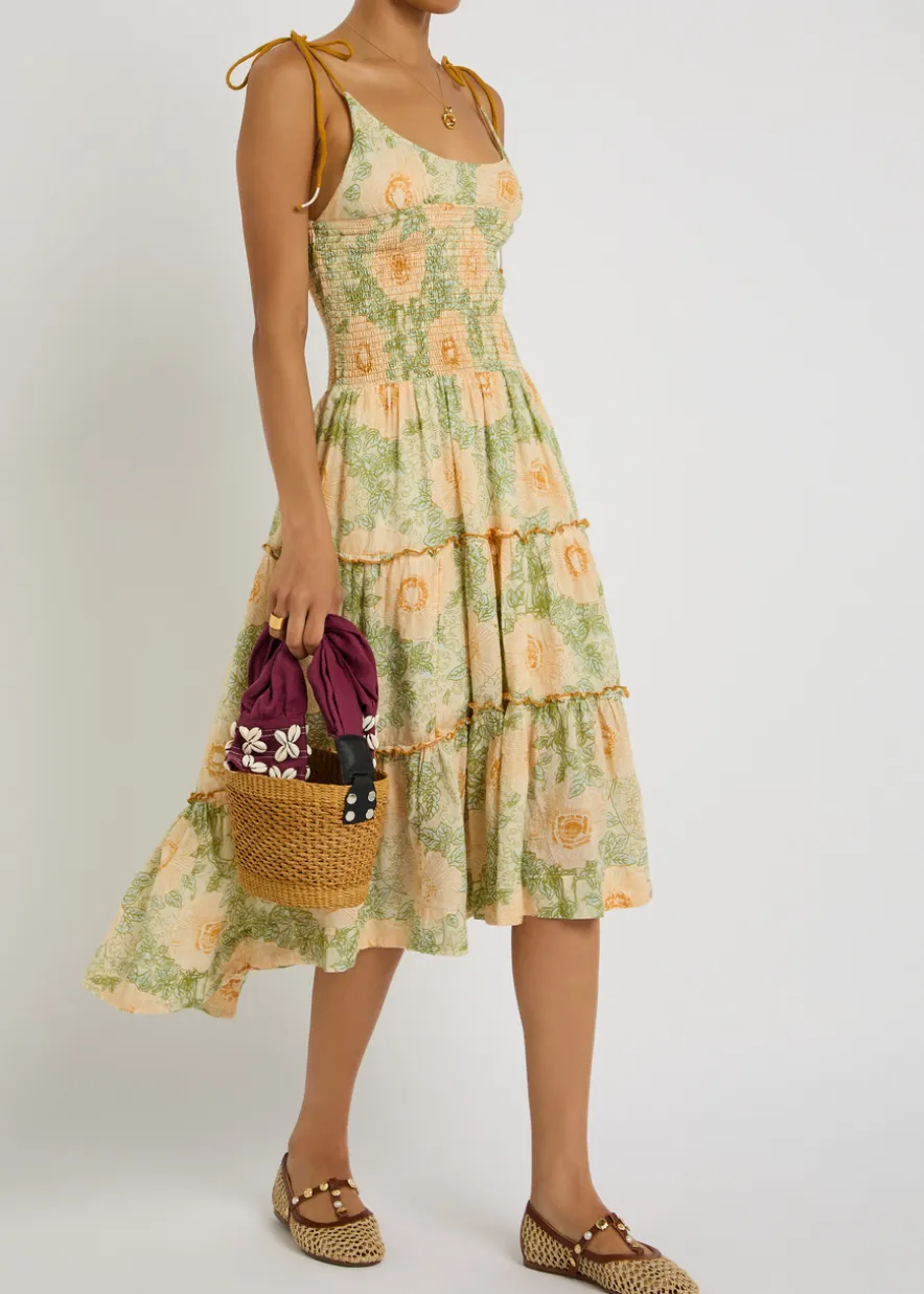 Adriel floral-print cotton midi dress