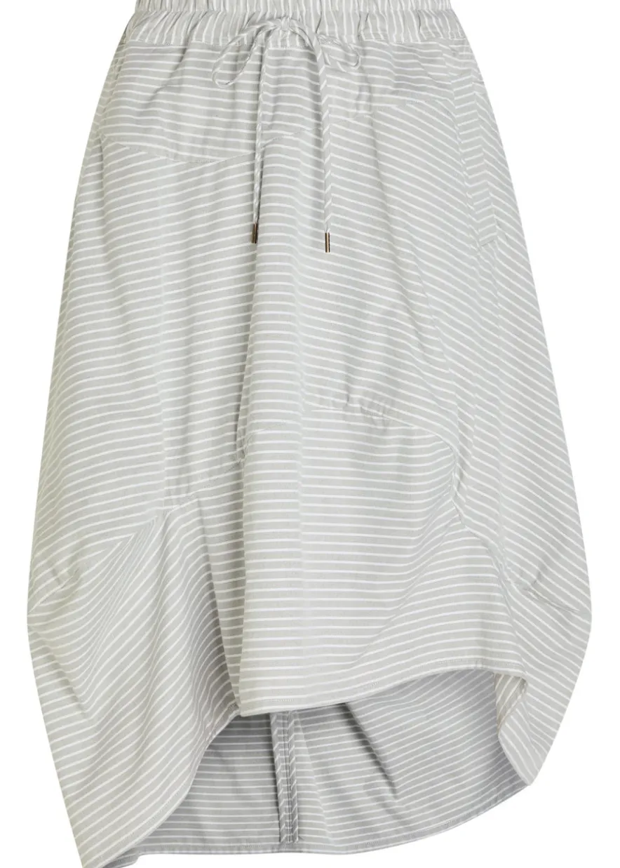 Aerodrome striped asymmetric cotton midi skirt