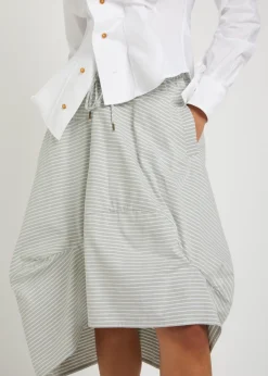 Aerodrome striped asymmetric cotton midi skirt