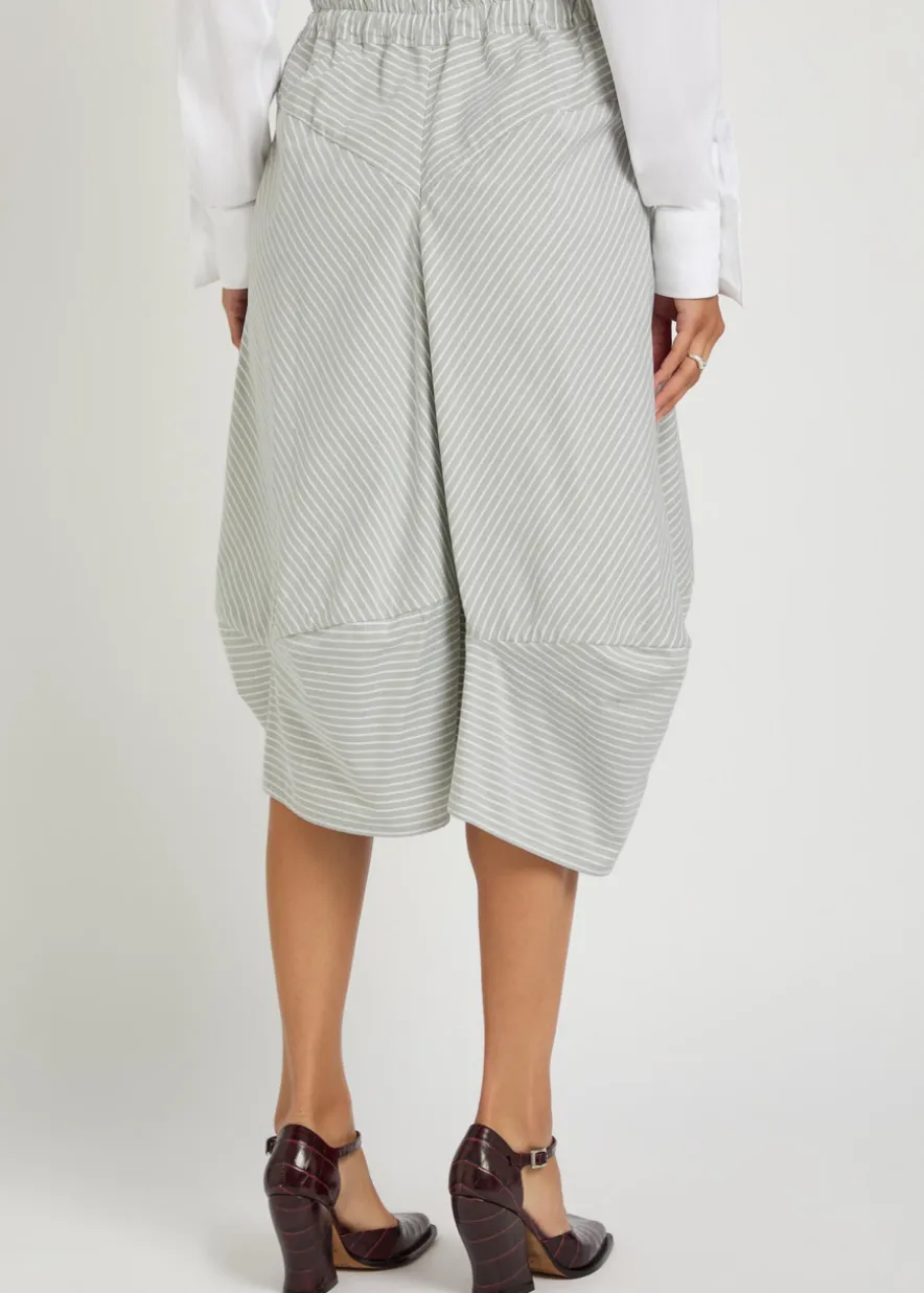 Aerodrome striped asymmetric cotton midi skirt