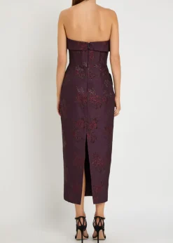 Afina floral-brocade cloqué midi dress