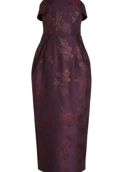 Afina floral-brocade cloqué midi dress