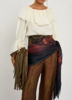Aida patterned wool and cashmere-blend shawl