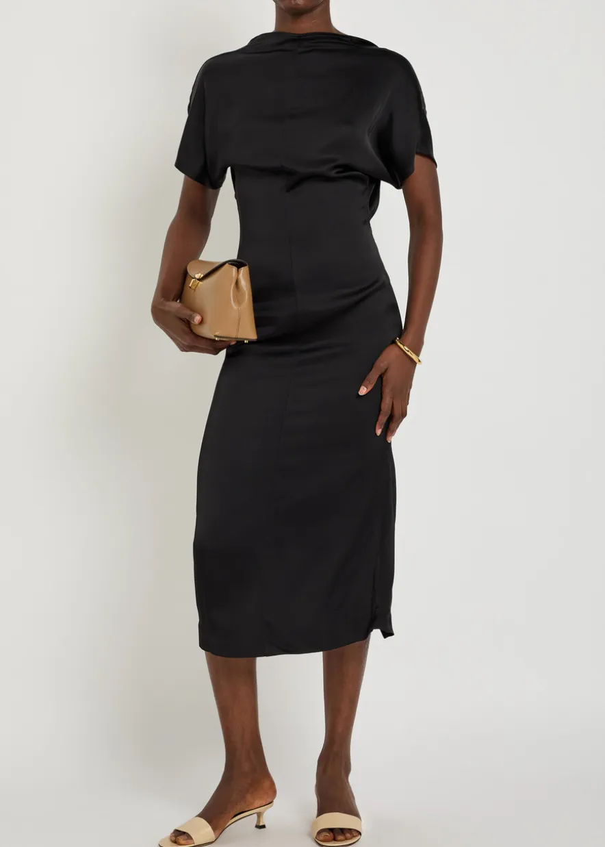Aker low-back satin midi dress