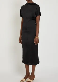 Aker low-back satin midi dress