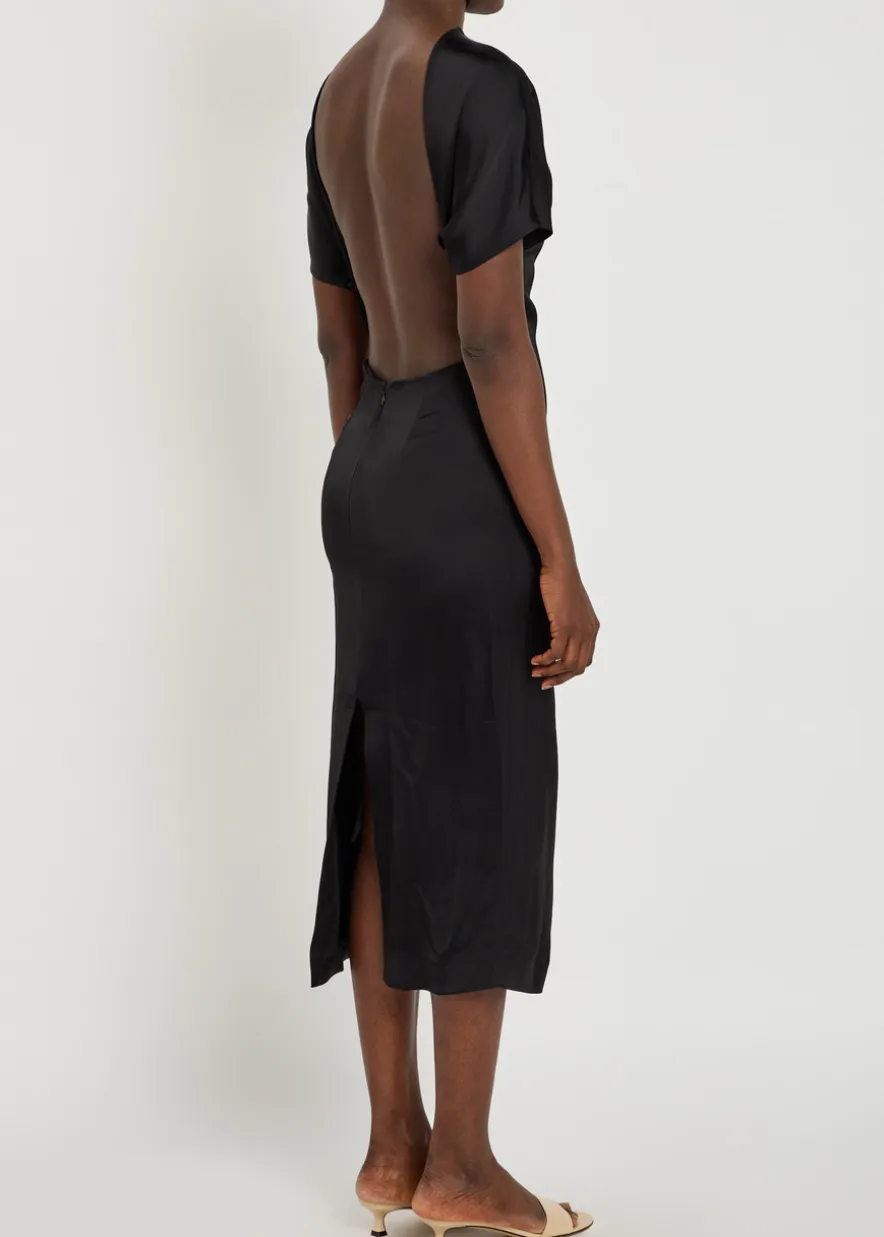 Aker low-back satin midi dress
