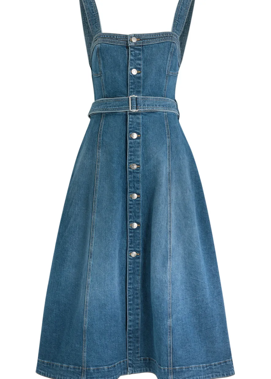 Alba panelled stretch-denim midi dress