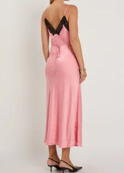 Alberta floral-jacquard lace and satin midi slip dress