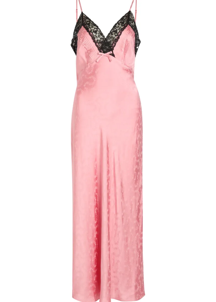 Alberta floral-jacquard lace and satin midi slip dress