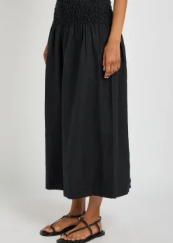 Alessa shirred linen midi skirt