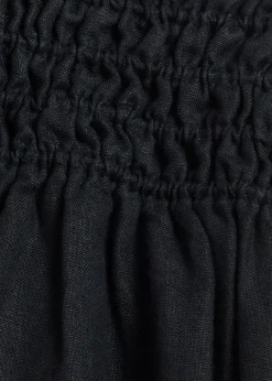 Alessa shirred linen midi skirt