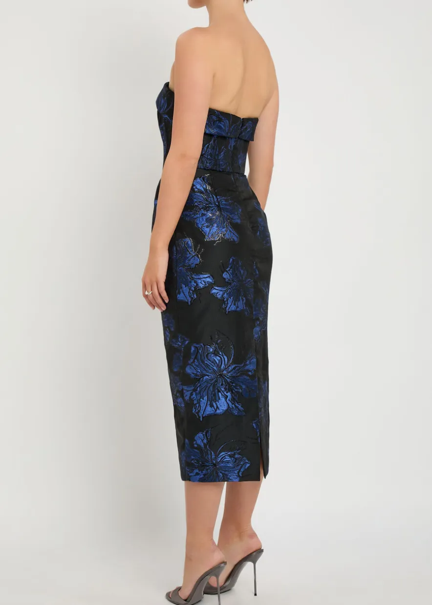 Alexandra floral-jacquard woven midi dress