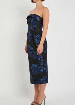 Alexandra floral-jacquard woven midi dress