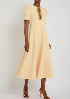 Alexandrite crystal-embellished crepe midi dress