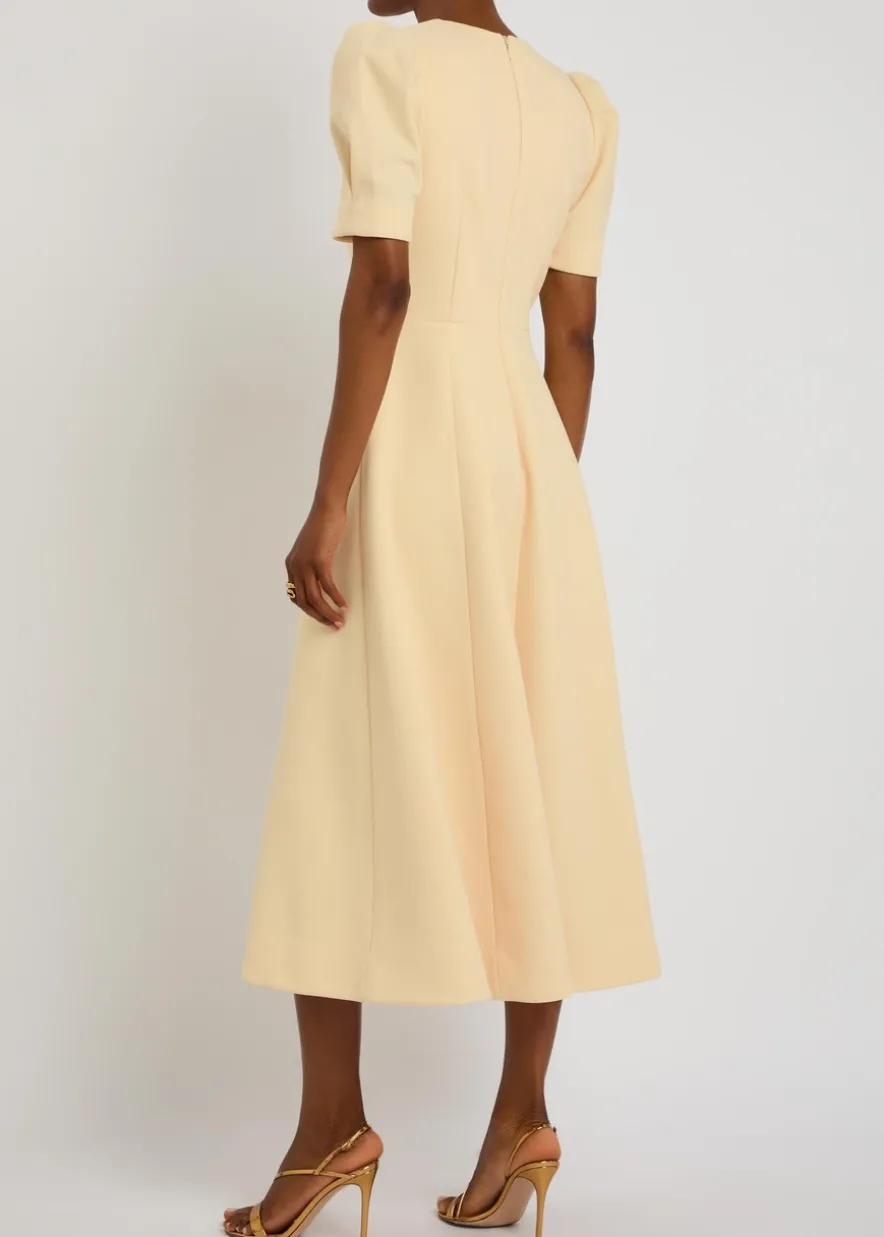 Alexandrite crystal-embellished crepe midi dress