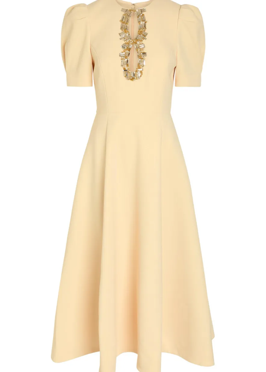 Alexandrite crystal-embellished crepe midi dress