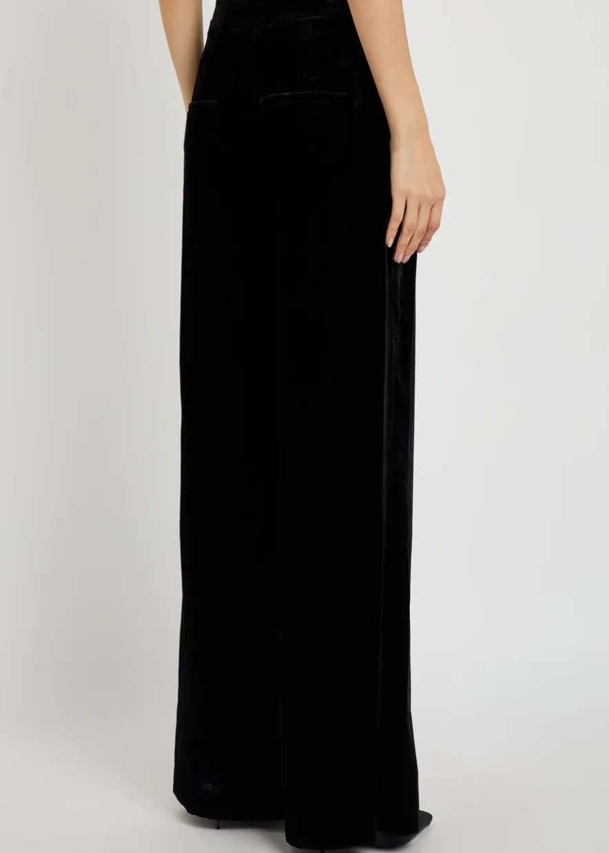 Alex wide-leg velour trousers